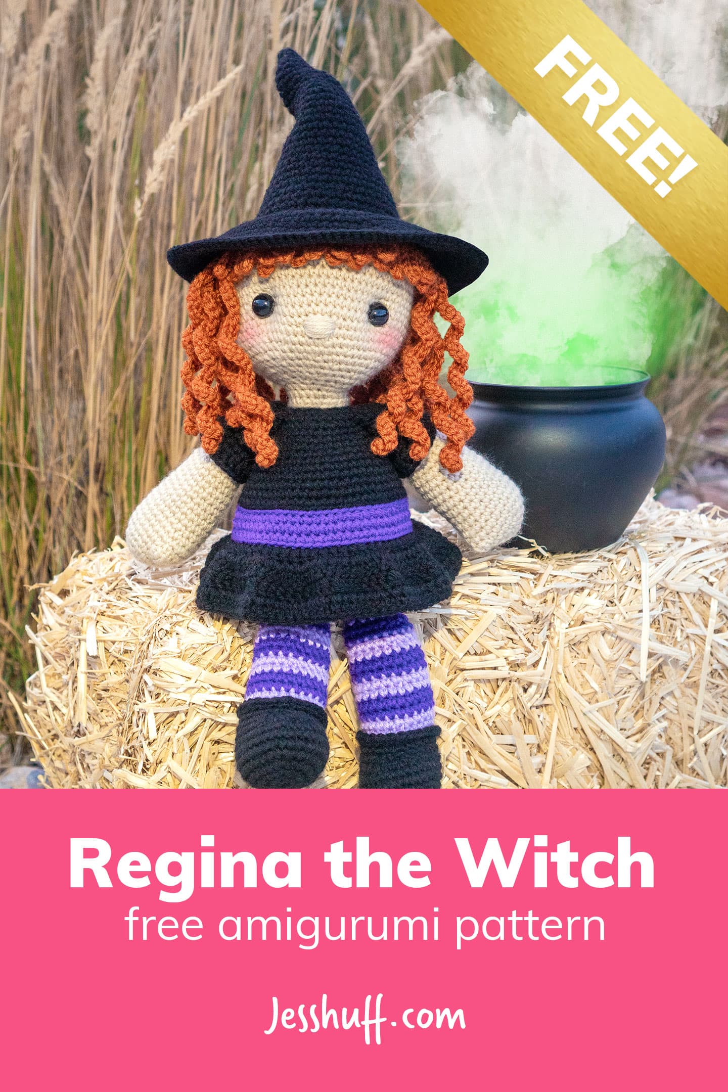 Witch amigurumi pattern – how cute is this?? Perfect for Halloween! via @heyjesshuff