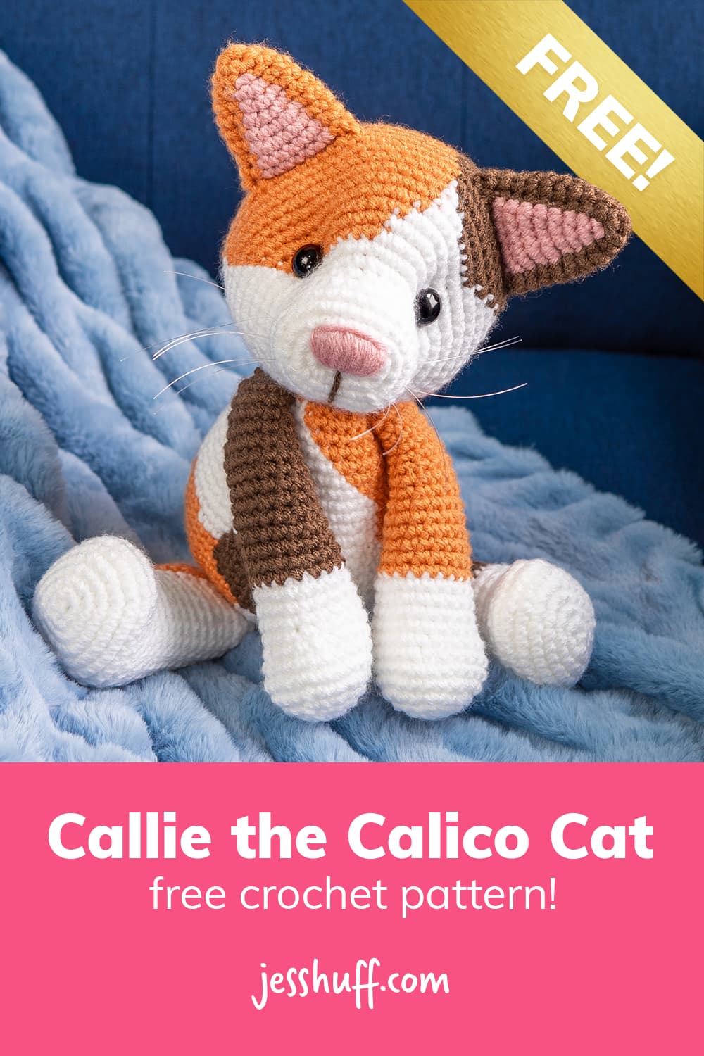 Free amigurumi crochet pattern for Callie the Calico Cat. via @heyjesshuff