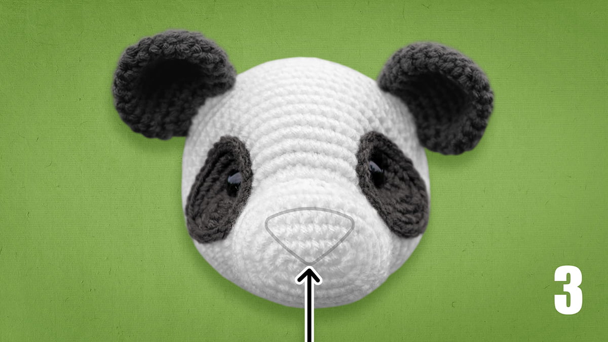 Free Panda Amigurumi Crochet Pattern - Nose Placement
