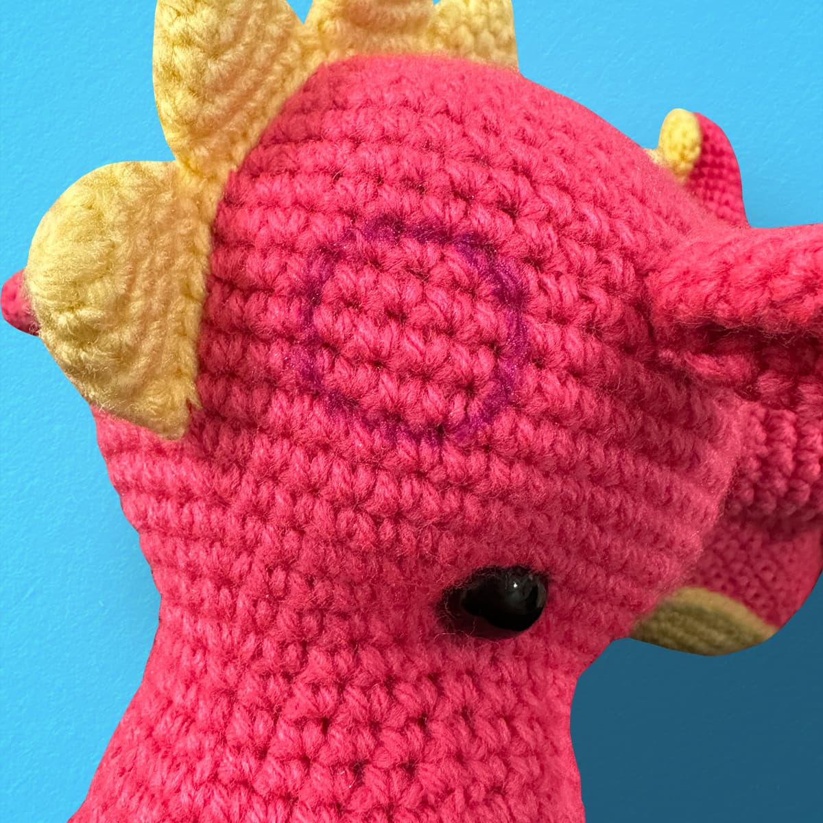 Crochet Dragon Tutorial (Photo 4 - Where to Place the Horns)