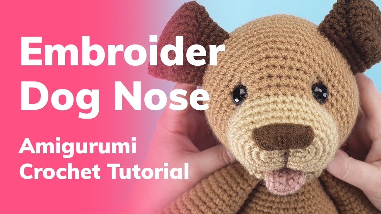 Amigurumi embroidered dog nose